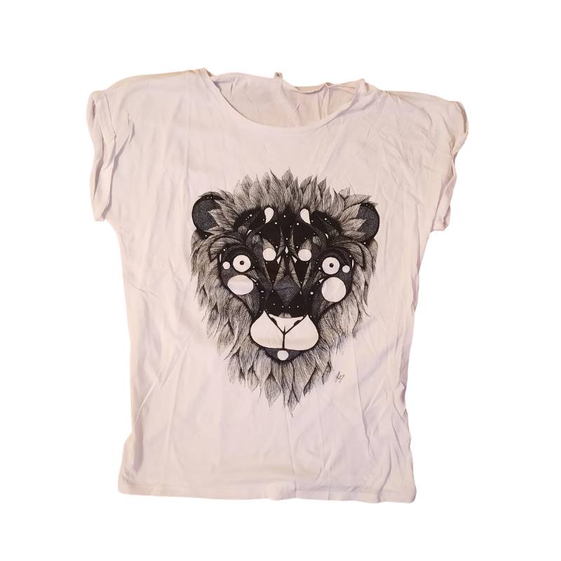 YackFou - Damen Cuff Shirt Lion white