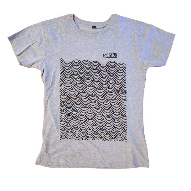 YackFou - Damen T-Shirt waves grey melange