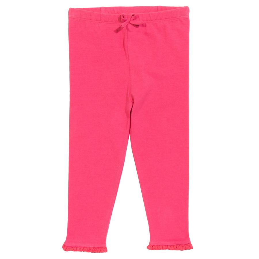 Schöne Legging mit Rüschenkante in Rouge Pink und kleiner angesetzter Schleife. Aus qualitativem Bio-Baumwoll Jersey mit breitem Komfortbund für langa