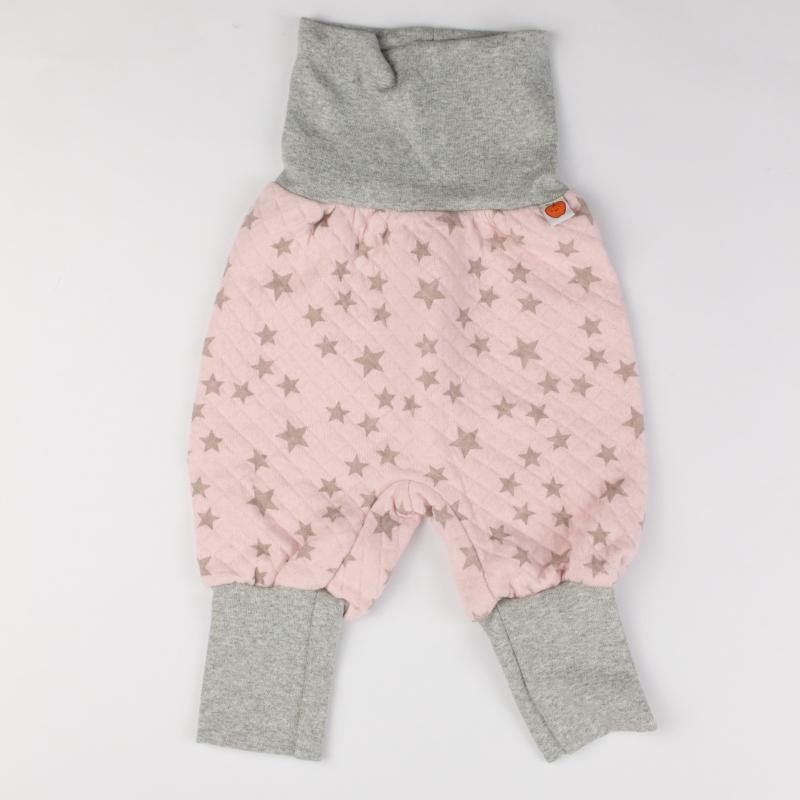 Baby Pumphose gesteppt Sweathose rosa mit Sternen hohem Bauchbündchen langen Beinbündchen großzügig geschnitten für Stoffiwindel träger