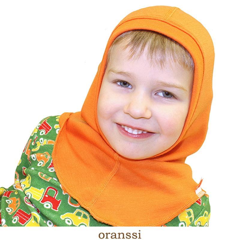 orange farbene dünne Schlupfmütze aus weicher Merinowolle, hält Kopf und Hals schön warm. Auch super als Unterhaube für allerlei Helme geeignet.