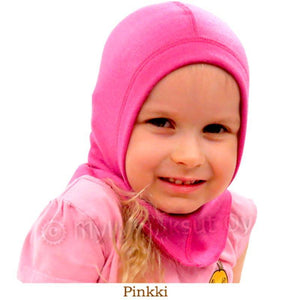rosa dünne Schlupfmütze aus weicher Merinowolle, hält Kopf und Hals schön warm. Auch super als Unterhaube für allerlei Helme geeignet.