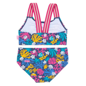 Süßer Bikini mit UV-Schutz, UPF 50+. Unser Coral Reef Bikini ist perfekt zum Schwimmen und Spielen am Strand. Perfekte Kombination zum Coral Reef UV-S